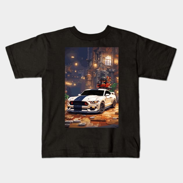 Technician American Muscle Car White and Navy Kids T-Shirt by VENZ0LIC